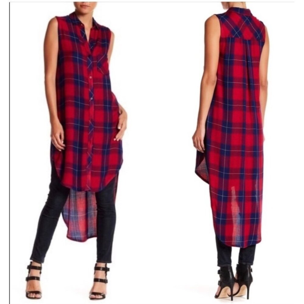 Rails Jordyn Tank Size Small Red Blue Tunic Sleev… - image 6